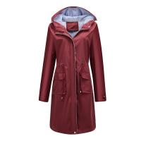 Abrigo De Trench Para Mujer Con Capucha Y Mangas Largas De Color Sólido Estilo Británico Elegante Con Rayas Y Chaqueta Recta Impermeable Para Todas Las Estaciones - details 16