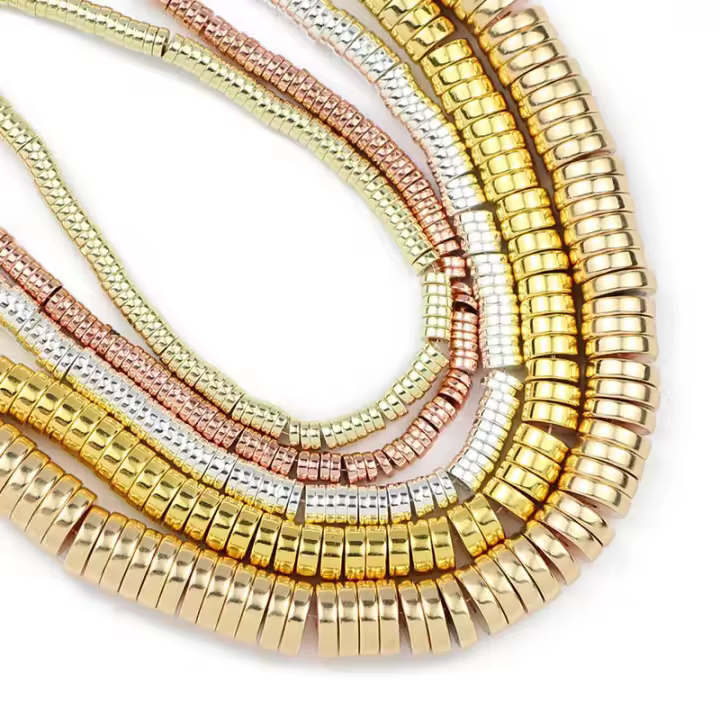 JHNBY Rosa Oro Monedas Planas Redondas Hematita 3/4/6/8mm Piedra Natural Espaciadores Cuentas Sueltas Para Hacer Joyas Pulseras DIY - 1