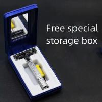 Afeitadora De Seguridad Profesional Con Doble Faja Para Hombres Y Mujeres Caja Delicada Con Portador De Cuchilla Accesorios De Estilo Barbería Material De Acero Inoxidable - details 1