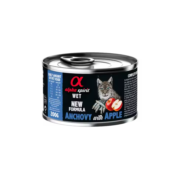 Alpha Spirit Húmedo Lata Gatos 200 Gr Boqueron Con Manzana Roja 200 Gr - 1