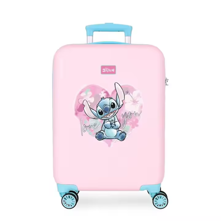 Maleta de Cabina Disney Stitch Rígida 55cm Colección Heart Rosa - Ideal para Pequeñas Aventureras - Marca Disney Next Door Universal - 1
