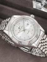 Reloj De Pulsera De Lujo Para Hombre Silvery Acero Inoxidable Cuarzo Clásico Sencillo Reloj Quartz Watch 2024 Nuevo Estilo Business - details 1
