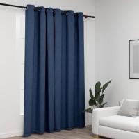 vidaXL Cortina Opaca con Ojales Look de Lino 290x245 cm Dormitorio Color Amarillo,  Azul,  Beige y mas - details 1