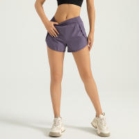 Los bolsillos laterales anti-Exposición de los pantalones cortos de los deportes de las mujeres a continuación los pantalones cortos corrientes de la yoga de la aptitud - details 0