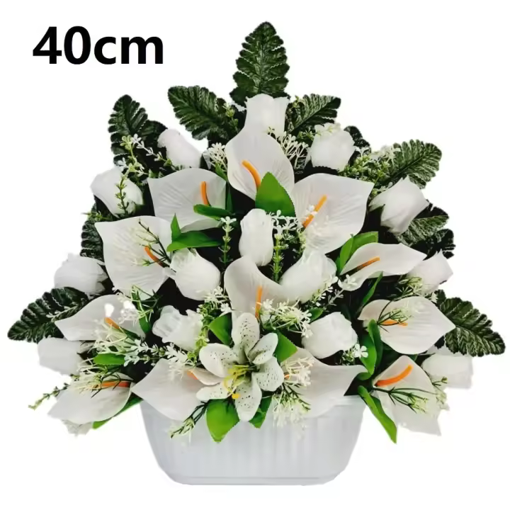 Flores artificiales para cementerio,Centro Flores para santos duraderas de tela con maceta,Gerimport,Envios desde España - 1