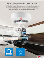 Detector De Fuma Zigbee Tuya Seguridad En La Casa Y Cocina Sensor De Fuma Con Alarma Sonora Previene Incendios Compatible Con Hub Zigbee Y APP Smart Life - details 4