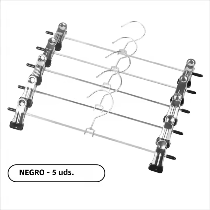 5pcs Perchas De Ropa Metálicas Antiviento Para El Hogar Con Clip Ajustable Y Soporte Para Pantalones Y Chaquetas No Eslipantes Racks De Secado Para Armarios - 1