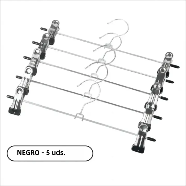 5pcs Perchas De Ropa Metálicas Antiviento Para El Hogar Con Clip Ajustable Y Soporte Para Pantalones Y Chaquetas No Eslipantes Racks De Secado Para Armarios - 1