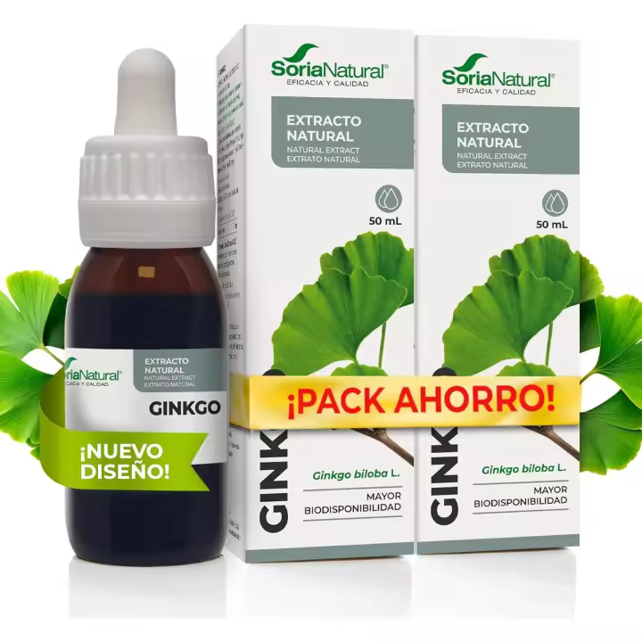 Soria Natural-PACK 2 EXTRACTO GINKGO BILOBA 50ml+50ml-sistema cognitivo- cerebro y memoria - 1