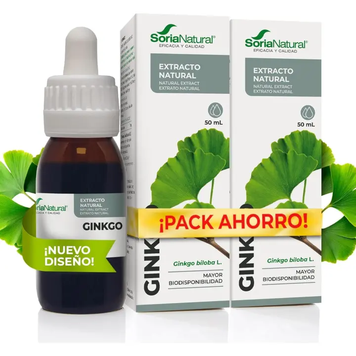 Soria Natural-PACK 2 EXTRACTO GINKGO BILOBA 50ml+50ml-sistema cognitivo- cerebro y memoria - 1