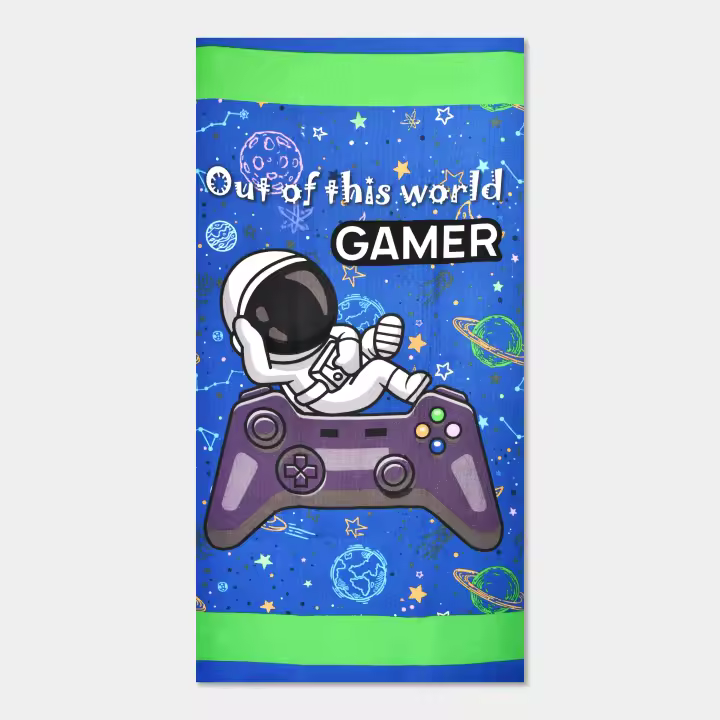 Toalla de Playa Infantil Gamer Espacial de Microfibra 70x140 Cms - 1