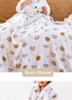 Mullidor De Bebé De Algodón Y Bambú 120x110cm Estampado Lindo Envoltura Suave Y Cómoda Toalla Para Bebé Adecuado Para Todas Las Estaciones - details 5