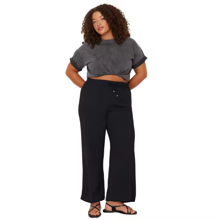 Trendyol Navy Blue Lace Waist Woven Plus Size Trousers Tbbss24Ar00029 - 1