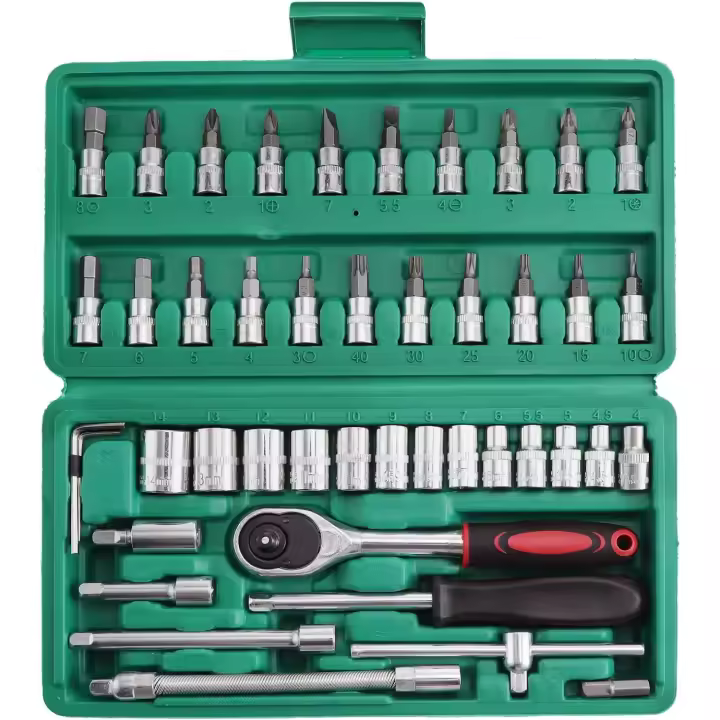 Herramientas de reparación de automóviles de 46 piezas, juego de Llaves de doble cara - 1