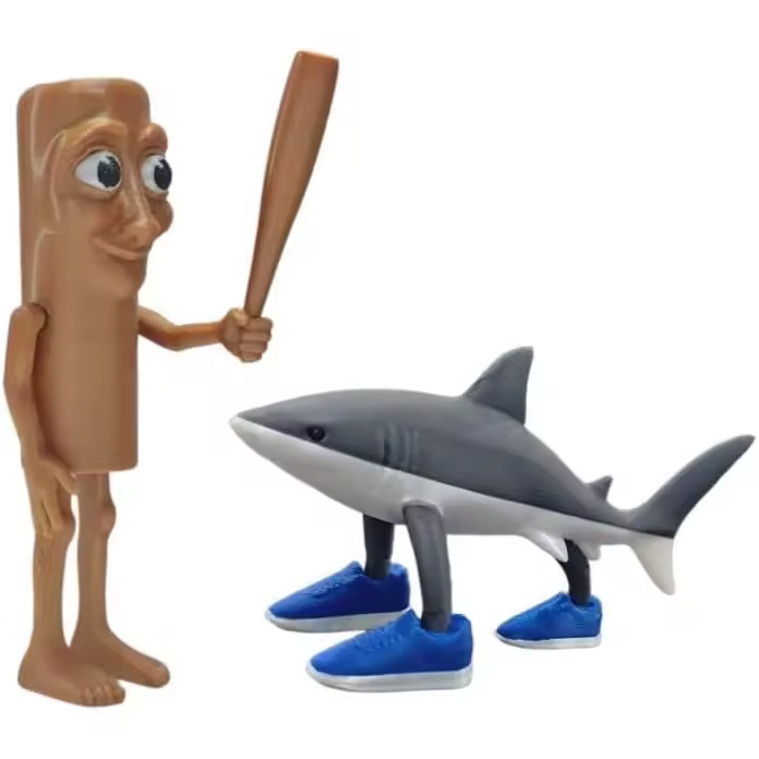 Figura de Tung Tung Tung Sahur, decoración de escritorio Tralalero Tralala, figura de meme de tiburón, estatua de tiburón con zapatillas, figuras coleccionables de animales - 1