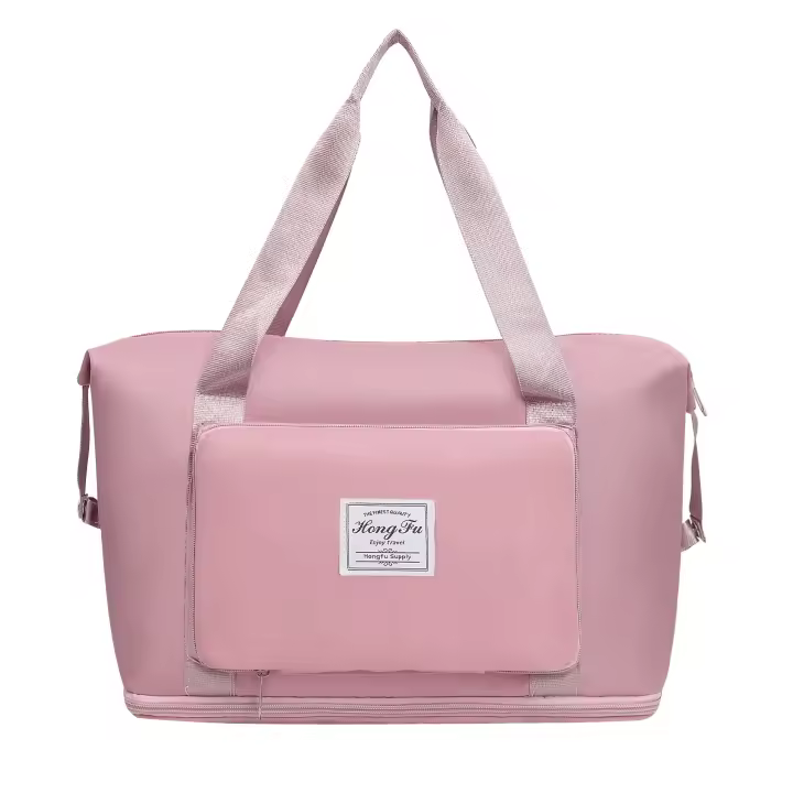 Bolsa de viaje plegable multifuncional impermeable de nylon, separa la ropa mojada de la seca, bolsa de almacenamiento de equipaje, rosa princesa, 42*28*23 cm de ancho  W - 1