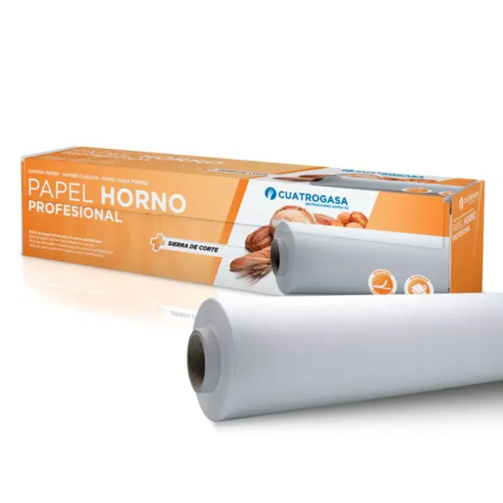 Cuatrogasa Rollo de papel de horno industrial antiadherente 100 metros de largo y 38cm de ancho siliconado por ambas caras - 1
