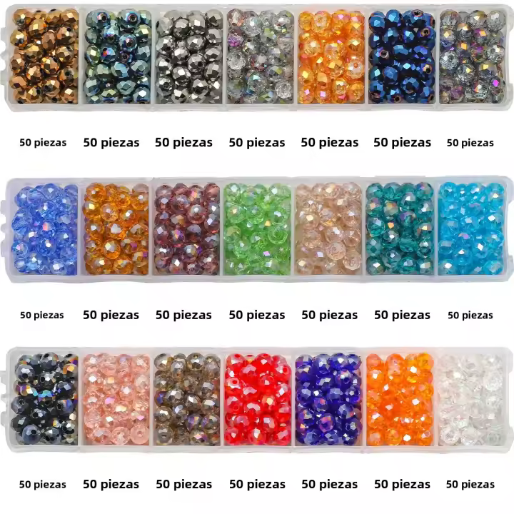 Cajas De 1050 Piezas De Contas De Cristal AB Facetado 6mm En 21 Colores Para DIY Joyería De Collar Y Aretes Forma Redonda - 1