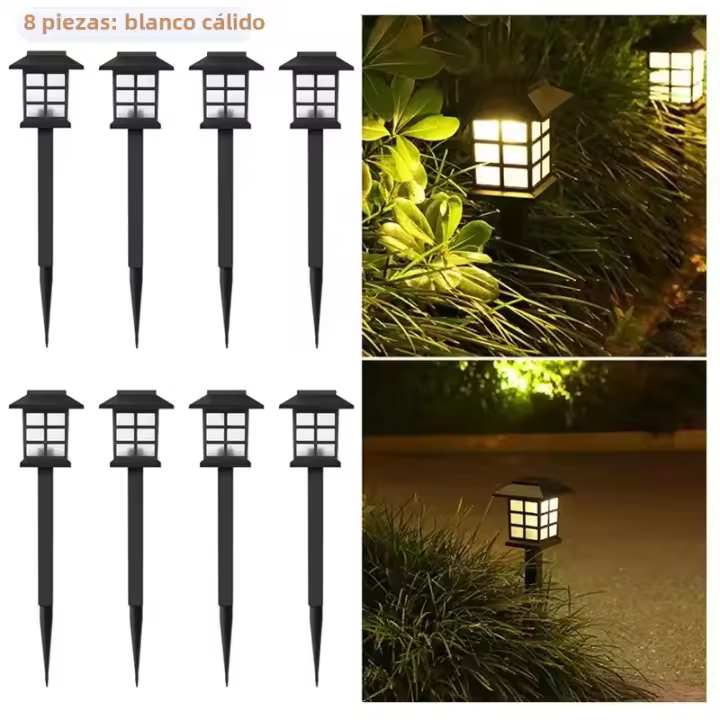 8 Pack Luces Solares Para Jardín Impermeables Decorativas Para Paisaje Patio Camino De Acceso Iluminación De Escenario Solar - 1