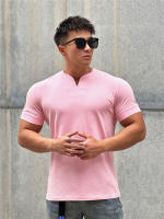 Camiseta Hombre Verano 2023 Cuello V Manga Corta Algodón Fitness Ropa Deportiva Casual Slim Fit Teeshirt Transpirable Secado Rápido - details 15