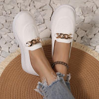 Zapatillas Planas De Mujer Con Cadena De Metal Tallas Grandes 43 Transpirables De Malla Antideslizantes Casual Verano - details 6