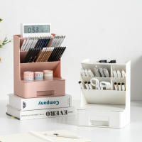 Organizador De Escritorio Con Portarretratos Oblicuo Estuche De Almacenamiento De Lujo En Plástico Multifuncional Para Oficina Y Estudiantes - details 6