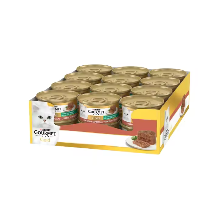 GOURMET - Gold Mousse (24x85 gr) - Comida Húmeda en Lata (Pato y Espinacas) - 1