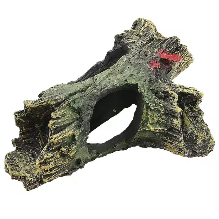Adorno De Paisaje Artificial Multifuncional Para Acuario Tronco Hueco De Resina No Tóxica Cueva De Escondite Para Peces En Tanque De Acuario - 1