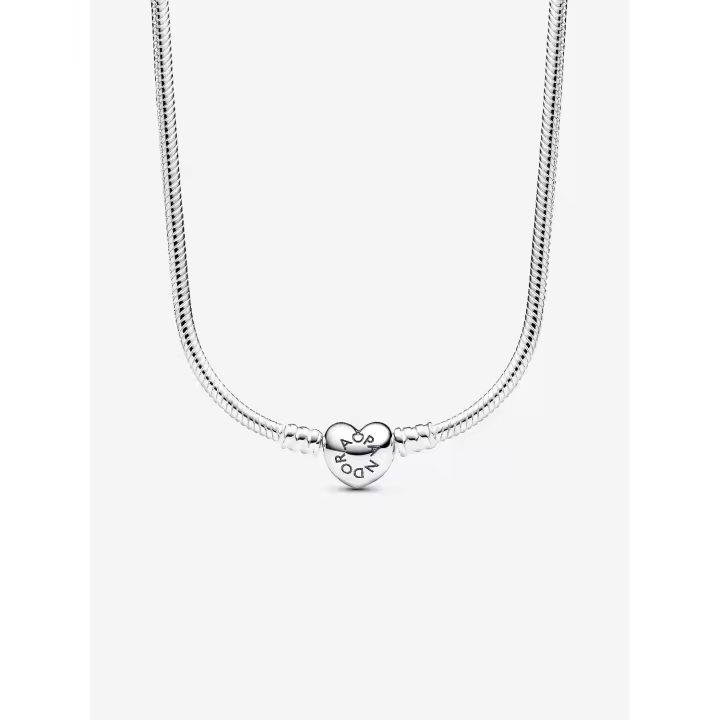 Pandora - Collar de Cadena de serpiente con Cierres de corazón - Plata de Ley - 1