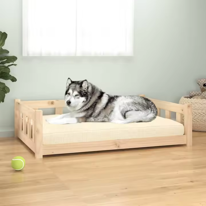vidaXL Cama para Perros Madera Maciza 105,5x75,5x28 cm Mascotas Color Marrón miel,  Natural,  Blanco y mas - 1