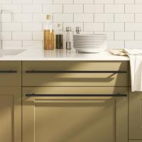 vidaXL Tiradores para armarios 10 uds acero inoxidable 480 mm en color Bronce/Negro/Dorado | almacenamiento funcional diseño moderno para baño dormitorio sala - details 1
