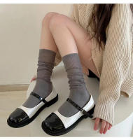 2 Pcs Medias Largas De Verano Para Mujer Estilo Lolita Y2K Solas Sólidas Transpirables Con Encaje Suaves Y Casuales Medias De Rodilla - details 11