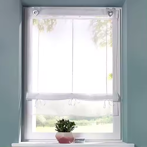 1 pieza de cortina para ventana para cocina y balcón - Persianas romanas - Fácil de colgar (Ancho 120 cm / Alto 130 cm) - 1