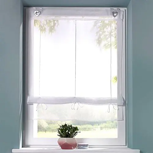 1 pieza de cortina para ventana para cocina y balcón - Persianas romanas - Fácil de colgar (Ancho 100 cm / Alto 130 cm) - 1