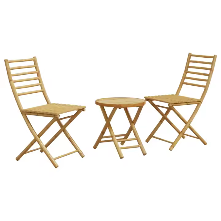vidaXL Juego de mesa y sillas de jardín 3 piezas bambú - 1