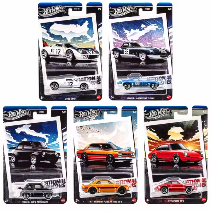 Hot Wheels National Icons Mix pack de 5 coches – Silver Series 2025 HRT81-979G - 1