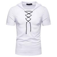 Camiseta Casual Para Hombre Con Capucha Y Cierre De Cordón Estilo Hip-Hop Manga Corta Transpirable Ligera Elástica Sostenible - details 0