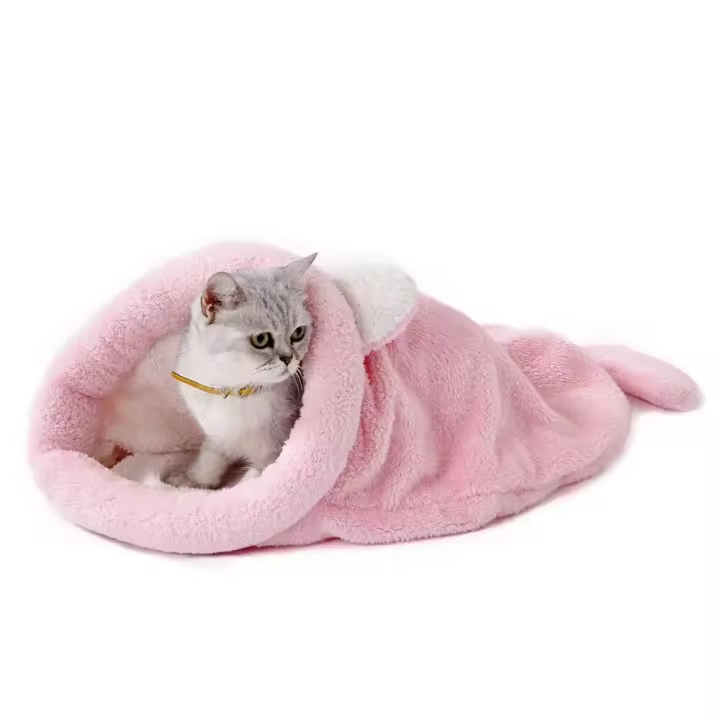 Material Cama De Gato Pequeño En Plush Coral Cálido Para Perro Pequeño Sin Pelo Cama De Dormir Para Mascotas - 1