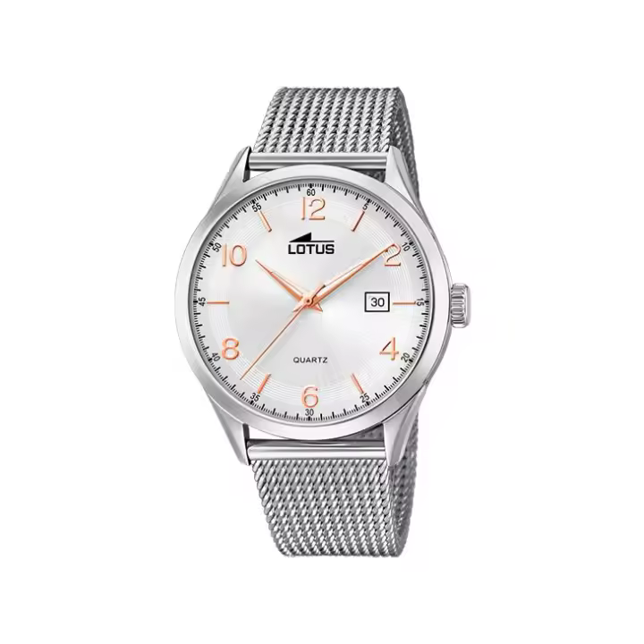 RELOJ LOTUS 18631/1 MINIMALIST DE HOMBRE EN ACERO, ESFERA BLANCA Y PULSERA MALLA MILANESA - 1