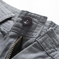 Shorts De Verano Para Hombre Puro Algodón Con Multiple Bolsillos Trabajo Casual Cintura Media Pierna Recta Overbice Longitud De Rodilla Playa - details 10