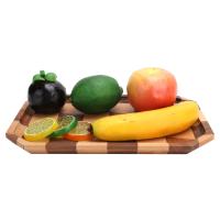 Platos de madera para frutas Bandeja de madera para té y postres Patrón de cuadrícula Plato rectangular para servir alimentos 30 x 20 cm - details 1