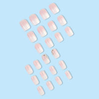 24pcs/set Uñas Postizas Cortas En Gradient Nude Rosa Jalea Brillante Estilo Cuadrado Ballet Frances Reutilizables Press on Falsas Uñas - details 16