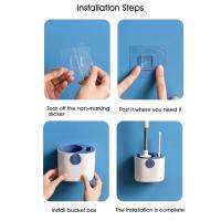 Cepillo De Inodoro Con Soporte De Silicona Limpieza De Baño Accesorios De WC Cepillo Largo Montado En La Pared Para Hogar - details 5