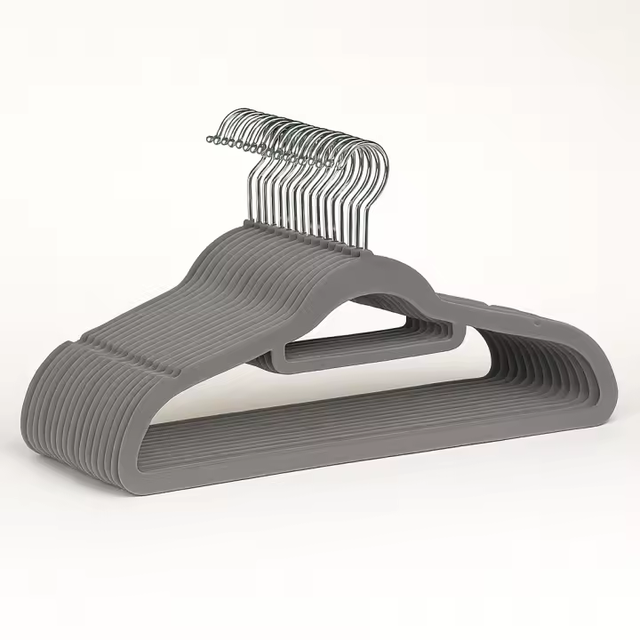 Ruhhy, Perchas de Terciopelo Antideslizantes Set 20 Unidades | Color Gris con Gancho Metálico Giratorio 360° | Diseño Delgado para Ahorrar Espacio | Soporte para Bufandas, Cinturones y Corbatas - 1