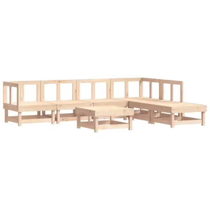 vidaXL Juego de muebles de jardín 7 piezas madera maciza de pino - 1
