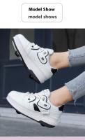 Zapatos De Caminar Con Cordones Y Transpirables Para Niñas 2024 Patinetas Deportivas Retráctiles Para Estudiantes Mujeres En Exteriores Material Superior De Cuero Suela TPR Tamaño True Fit Para Edad 7-13 - details 14