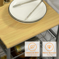 HOMCOM Carro Múltiusos de Cocina Baño con Ruedas 5 Niveles Carrito de Servicio Isla de Cocina Carrito Auxiliar Verdulero Frutero 36.5x36.5x89cm Carga 20kg - details 2