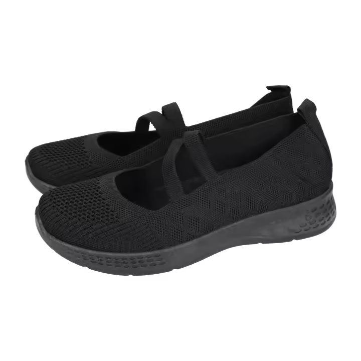 Manoletinas marca DEMAX para mujer en color negro. Bailarinas de verano en color negro para mujer, hechas en textil, con cordón elástico para ajustar, plantilla extraible y piso de goma - 1
