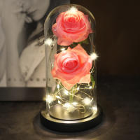 Lámpara De Rosas Rojas En Domos De Vidrio Base De Madera Belleza Y Bestia Regalo De San Valentín Y Navidad Decoración Para El Hogar - details 3