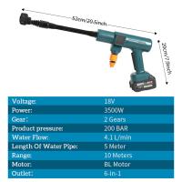 200Bar 3500W Brushless Electric High Pressure Washer 6-in-1 Car Washing Garden Water Gun for Makita 18V Battery Spray Gun - details 2